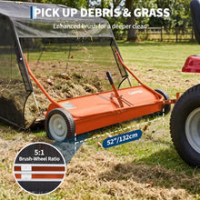 Garvee 52" Lawn Sweeper Tow Behind with 33.55 Cu. ft. Hopper