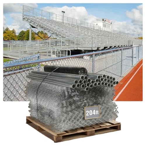 Fencer Wire 11.5 Gauge Durable Galvanized Steel Chain Link Fence Kit, Complete Fencing DIY Set w/Fence Fabric, Gate, Posts, Top Rails & Hardware for Yard, Garden & Animal Enclosures (6ft. x 204ft.)