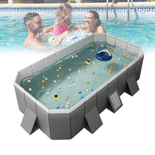 CHSUFBTY Collapsible Swimming Pool with Double Drain - Eco-Friendly PVC, Foldable Design - 2.6m for Family & Pets(Gere Grey,116 * 64.9 * 21.6in)