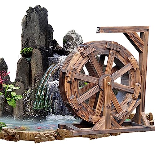 Waterwheel Fountain Outdoor Garden,Water Wheel Fountain for Balcony Patio Pond Pool,Yard Decoration Freestanding Wood Design Spring Water Feature Feng Shui Wheels,for Terrace Outdoors (Size : 90cm)