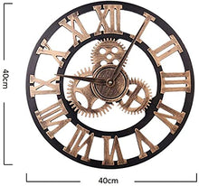 ZYBB Outdoor Garden Clocks, Retro Gear Quartz Silent Needleless Round Needle for The Garden Wall Mounted Precise Roman Numerals Metal Round 40cm(Color:B)