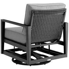 Afuera Living Aluminum Outdoor Swivel Glider Chair, Black Frame with Dark Grey UV-Resistant Cushions, 35" H x 31" W x 32" D, Modern Style Durable Patio or Garden Chair with Smooth Swivel Function