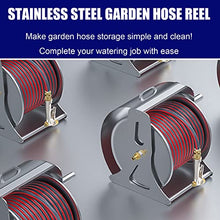 Stainless Steel Water Hose Reel with Garden Hose, Hand Crank Retractable Hose Reel Swivel Bracket Hose Storage Holder, Wall/Floor Mount Hose Rack with Gun and Hose Connector( 15M Water Pipe Reel Set)