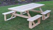 A&L Furniture 8' Amish-Made Rectangular Cedar Walk-in Picnic Table with Benches, Gray Stain