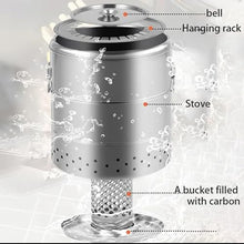 Tiuheyo Stainless Steel Smokeless Charcoal Barrel Grill, Portable Vertical Hanging BBQ Smoker with 20 Skewers, 360-Degree Surround Grilling, 36x43CM, for Indoor and Outdoor Use