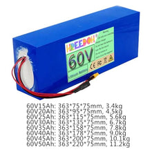 FREEDOH 60 Volt Lithium Battery 60V 15Ah 20Ah 25Ah 30Ah 35Ah 40Ah 45Ah 50Ah Rechargeable Battery with Charger and BMS,60v25ah
