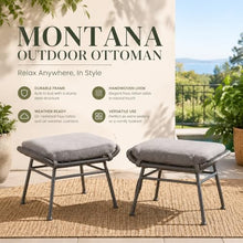 Cvqza Montana Outdoor Ottoman, Faux Rattan Patio Furniture, Comfortable Cushioned Seats, Stylish Garden Decor, Versatile Seating for Backyard, Poolside, or Balcony, Set of 2