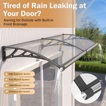 Outsunhom 60 x 60 Inch Door Awning Exterior with Drainage,Rain Snow Sun UV Protection,Polycarbonate Overhang Canopy with Reinforced PP+GF Brackets, Awnings for Door Entrance,Window,Patio, Porch & Deck