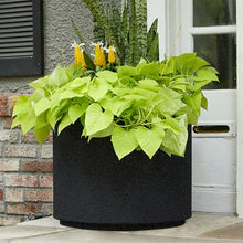 PolyStone Baja Round Planter – 23" x 19" – Lightweight Indoor/Outdoor Planter Box for Patio & Garden – Modern Stone-Look Resin – Durable All-Weather w/Drainage Hole – Made in USA – Black Granite