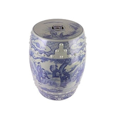 LINKIO Garden Stool Decorative Ceramic Garden Stool, Hand-Painted Blue and White, Large Indoor Outdoor Accent Ottomans