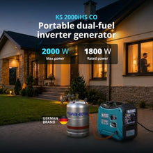 Konner & Sohnen KS 2000iHS CO Dual Fuel Inverter Generator, 2000W, LPG/Gas