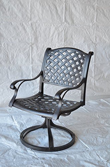 Patioland Nassau Outdoor Patio 9-pc Dining Set 64 X 64 Cast Aluminum (9-pc Set (with 4 Swivel Rocker + 4 Regular Chairs), Sunbrella Sesame)