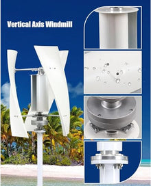 8000W Vertical Windmill Wind Turbine 3 Blades Permanent Maglev Alternative Energy Generator with Mppt Charge Controller for Home Use,12v