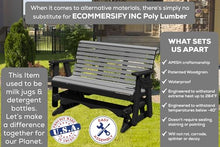 5 FT Gray Amish-Made Porch Glider – 1000 lb Heavy-Duty Poly Lumber wood Roll Back Glider – USA Crafted HDPE Outdoor Seating Furniture - Stainless Steel Hardware – Smooth, Quiet Glide - CupHolders