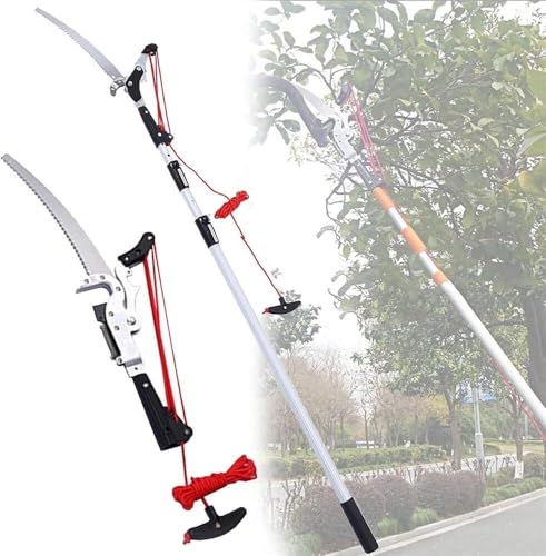 Telescopic pole pruning saw, tree branch pruner with shears, heavy duty garden including blade(5m/16.4ft)