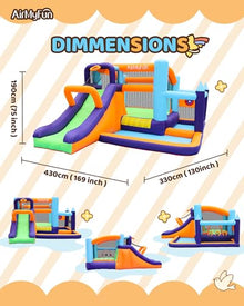 AirMyFun Inflatable Bounce House with Slide and Splash Pool Rainbow