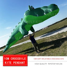 Yingfeida Large 10m Green Crocodile Inflatable Kite Ripstop Nylon