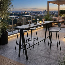 MISXEOE Outdoor Bar Table 47"-79", Wood Patio Bar Height Table High Counter Tables Rain/Sun Protection for Poolside Garden Balcony Restaurant Cafe, Indoor or Outdoor Use(Black 2,55.1"x15.7"x41.3")