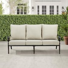 Oakland Living Black Aluminum Patio Deep Seating Outdoor Sofa Couch with Light Grey Cushions