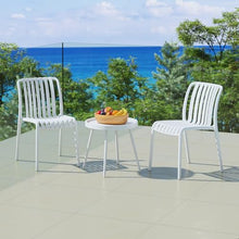 Costaelm Sunshine 3-Piece Outdoor Patio Bistro Balcony Furniture Set with Stackable Chairs, White