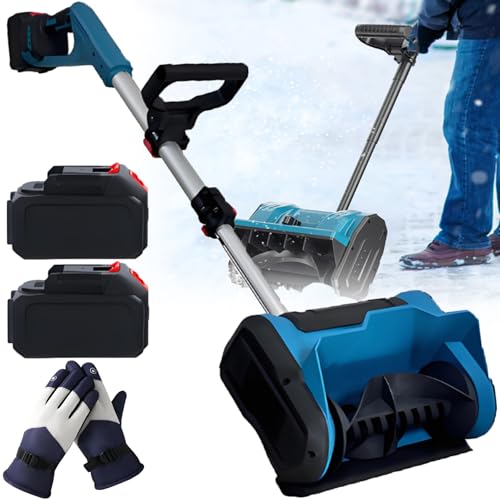 ErShangMao Outdoor Cordless Snow Blower - 600w Brushless Electric Snow Shovel with 3-Way Chute, Long-Life Battery, Telescopic Handle, Effortlessly Clear Snow Where You Want 2batteries