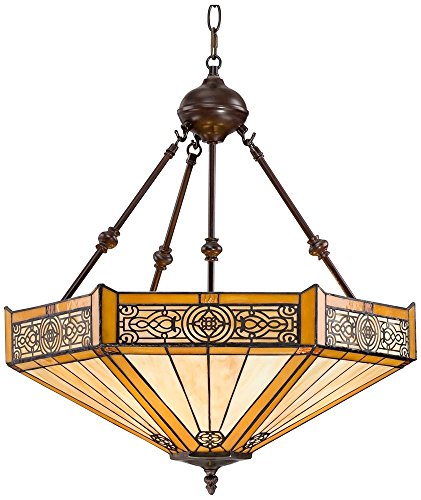 Stratford 20 3/4" Wide Mission Art Glass 3-Light Pendant Light Fixture