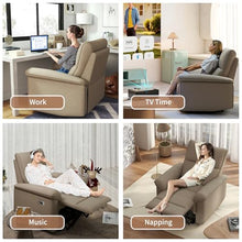 KEIKI Wall Hugger Recliner Chair, Zero Wall Electric Recliner Chairs with USB Port， Electric Recliner for Living Room, Fabric Reclining Armchair for Small Space, Brown