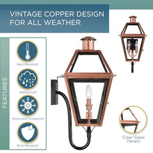 Quoizel Rue De Royal Charleston Outdoor Wall Lantern 23.5 Inch 2-Light Aged Copper