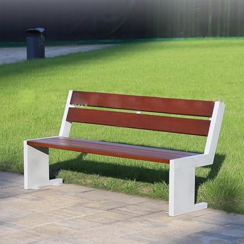 HAIFENGT 2-3 Person Metal Outside Bench with Backrest