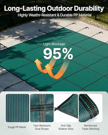 VEVOR Pool Safety Cover 18' x 36' Rectangle, Safety Pool Covers Green Mesh, 15-Year Warranty, Triple Stitched, MAX Strength Winter Safety Cover for Children & Pets