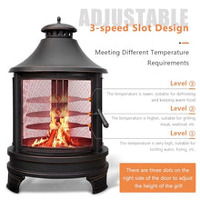 Naturalpowev 2 in 1 Fire Pit for Outdoor, Wood Burning Fire Pit & Metal Chiminea Fireplaces with Spark Screen Doors & Grill Grate, for Outside Patio Garden Backyard Bonfire Party
