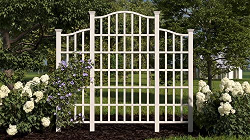 Vita Regency Vinyl Trellis – 107" L x 95" H White Privacy Screen for Climbing Plants & Vines, BPA & Phthalate-Free PVC, Durable Outdoor Lattice, Easy Installation, Garden Décor