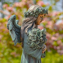 Zaer Ltd. 39" Tall Magnesium Angel Statue Figurines for Outdoor and Indoor Use (Holding a Bouquet of Flowers Sopia, Aged Bronze)