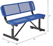 Global Industrial 4'L Heavy Duty Expanded Metal Mesh Bench with Backrest