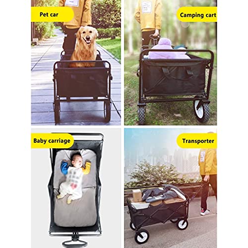 5sssallefaa Folding Utility Wagon Pull Along Cart for Outdoor Use, 60kg Load-Bearing