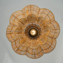 Modern 1-Light Matte Black Outdoor Coastal Boho 20 in. Scalloped Pendant Light for Patio with Beige Wicker Rattan Shade