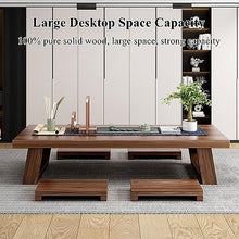 WXFJHH Japanese Style Floor Table Set with 4 Stools Wooden Coffee Table Tatami Tea Table Low Sitting Table Vintage Kotatsu Dining Table Brown 120x60x35cm(140x60x35cm)