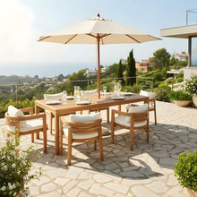 Christopher Knight Home Shika Acacia Wood Outdoor Dining Chair Set of 6 with Cushion, Solid Wood Patio Barrel Chair for Dining Table, Patio Dining Chair Set, Teak+Beige