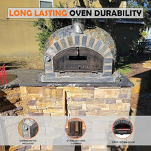 Authentic Pizza Ovens Pizzaioli Stone Finish Premium Wood-Fired Pizza Oven Handmade in Portugal Triple-Insulated Brick Oven, Drop-Down Door, Stainless Steel Chimney, Thermometer & Baking Dish Included