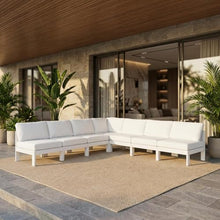 Outdoor Escape White Fabric Patio Modular Sectional, Weatherproof Cushions, 120X120 Inch, Contemporary Style, Ideal for Relaxing and Entertaining