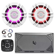 Enrock Marine Flush Mount Waterproof Bluetooth Controller with 2X 8" RGB LED Speakers & 4-Channel Boat Amplifier