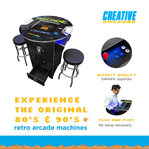 Creative Outdoor Distributor Full Size Arcade Machine 2 Player 60 Games 22" LCD Round Glass Top