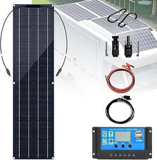 KZZAAO Flexible Solar Panel Charger Flex Up to 30°,Ultra Thin Lightweight Solar Panel 23.8% High Efficiency IP67 Waterproof for Marine