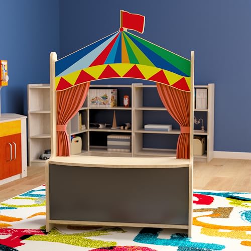Classroom Essentials Wooden Puppet Theater with Chalkboard Beech