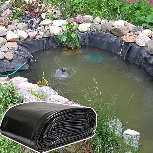 10x10ft Pond Liner, 5 Mil Pond Liners Mat Black HDPE Pond Lining For Fish Ponds, Waterfall, Water Features, Garden Fountains, 3x3ft 16x16ft 29x36ft 39x49ft UV & Tear Resistant, Flexible(Size:39x49ft)
