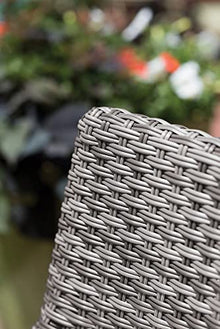 Oxford Garden Argento Bar Stool - Resin Wicker with Grade AA Cushion - Ice Blue - Powder Coat Flint - 2 Pack