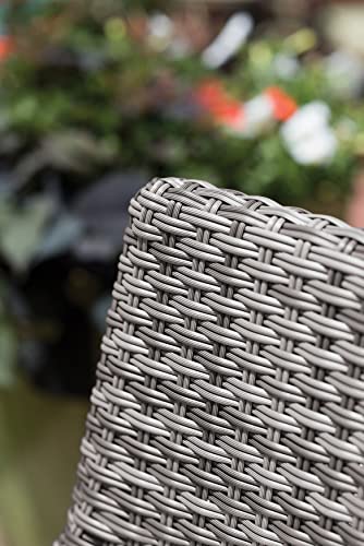 Oxford Garden Argento Bar Stool - Resin Wicker with Grade AA Cushion - Ice Blue - Powder Coat Flint - 2 Pack