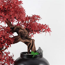 Artificial Bonsai Artificial Bonsai Tree New Chinese Style Red Simulation Maple Bonsai Tree Home Living Room Office Desktop Simulation Bonsai Plant Ceramic Vase for Home Office