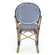 XD Designs Modern Outdoor Aluminum French Bistro Set, Faux Rattan All-Weather Patio Conversation Set with Bar Table& 2 Chairs, Bamboo Finish, Teal