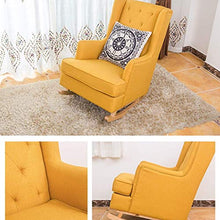 IIPOSAQQ Single Sofa Rocking Chair Smooth Rocking Motion Solid Wood Sponge Cushion High Back Leisure Terrace Recliner